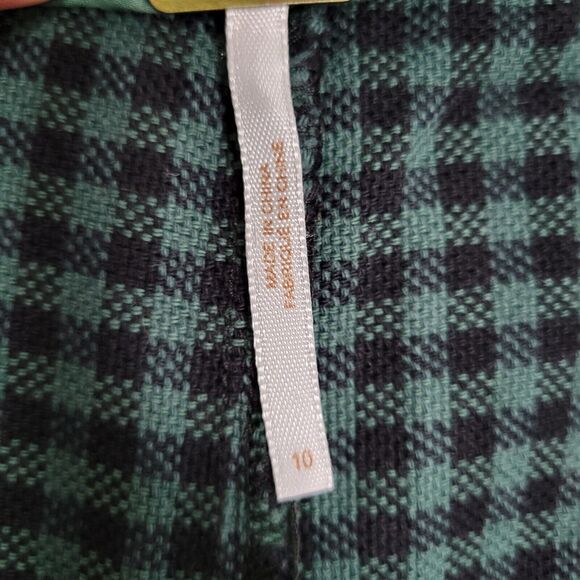 FREE PEOPLE Green Checkered Gingham Skinny Side Zip Pants SIZE 10 - Picture 8 of 10
